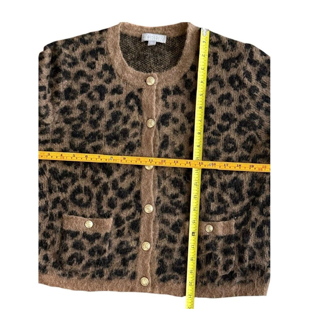 J. Crew Brushed Wool Alpaca Blend Leopard Lady Jacket Cardigan Sweater. Large. - Picture 5 of 10